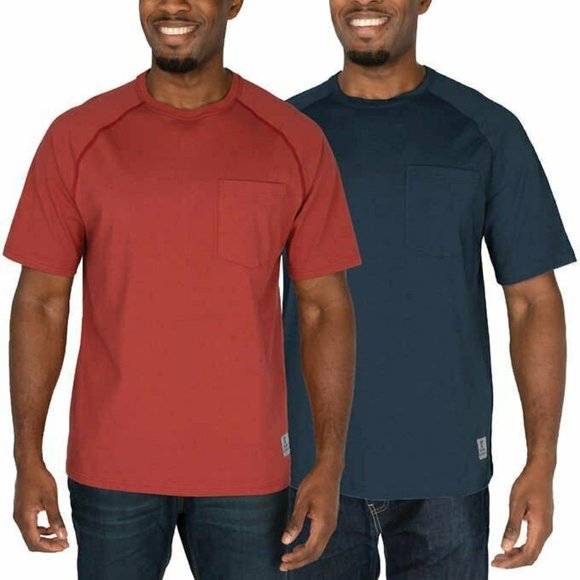 Rugged Elements Men's 2-Pack Cotton Blend Tee Shirts Red & Navy Small - Picture 1 of 4